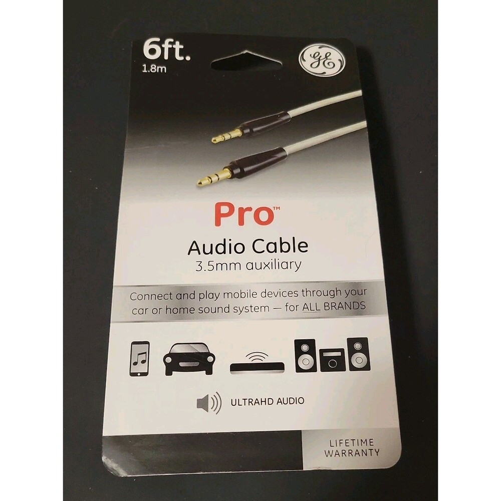 New!! GE Pro 6 Ft. 3.5mm Auxiliary Pro Audio Cable, FAST SHIPPING